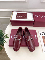 GUCCI 26S LOAFERS MM IN DARK RED CALFSKIN WITH SILVER HARDWARE