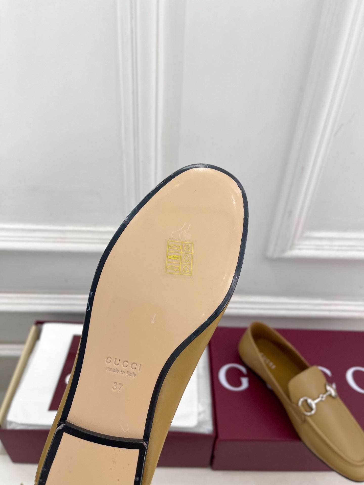 GUCCI 26S LOAFERS MM IN BEIGE BROWN CALFSKIN WITH SILVER HARDWARE