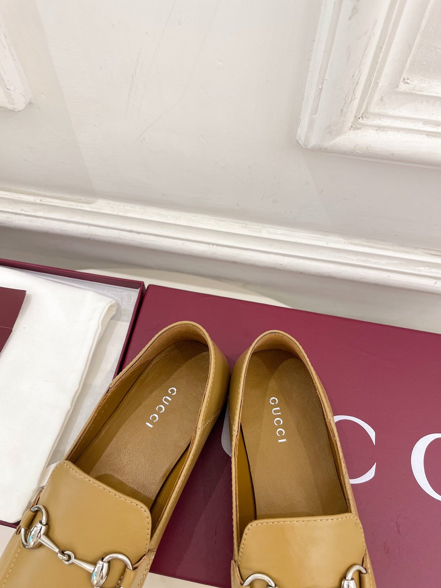 GUCCI 26S LOAFERS MM IN BEIGE BROWN CALFSKIN WITH SILVER HARDWARE