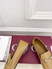 GUCCI 26S LOAFERS MM IN BEIGE BROWN CALFSKIN WITH SILVER HARDWARE