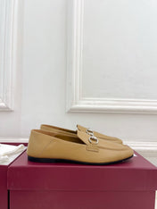 GUCCI 26S LOAFERS MM IN BEIGE BROWN CALFSKIN WITH SILVER HARDWARE