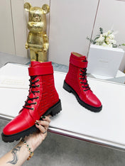 BALMAIN 26S BOOTS IN RED CALFSKIN AND SUEDE
