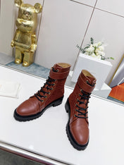 BALMAIN 26S BOOTS IN RUST BROWN CALFSKIN AND SUEDE