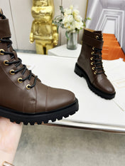 BALMAIN 26S BOOTS IN DARK BROWN CALFSKIN