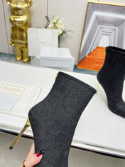BALMAIN 26S BOOTS 95 MM IN BLACK DENIM