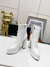 BALMAIN 26S BOOTS 135 MM IN WHITE CALFSKIN