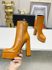 BALMAIN 26S BOOTS 135 MM IN BROWN CALFSKIN