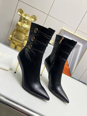 BALMAIN 26S HIGH-HEEL BOOTS 95 MM IN BLACK LAMBSKIN