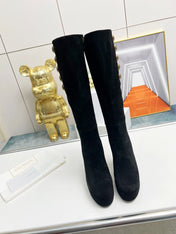 BALMAIN 26S HIGH BOOTS 115 MM IN BLACK SUEDE