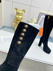 BALMAIN 26S HIGH BOOTS 115 MM IN BLACK SUEDE