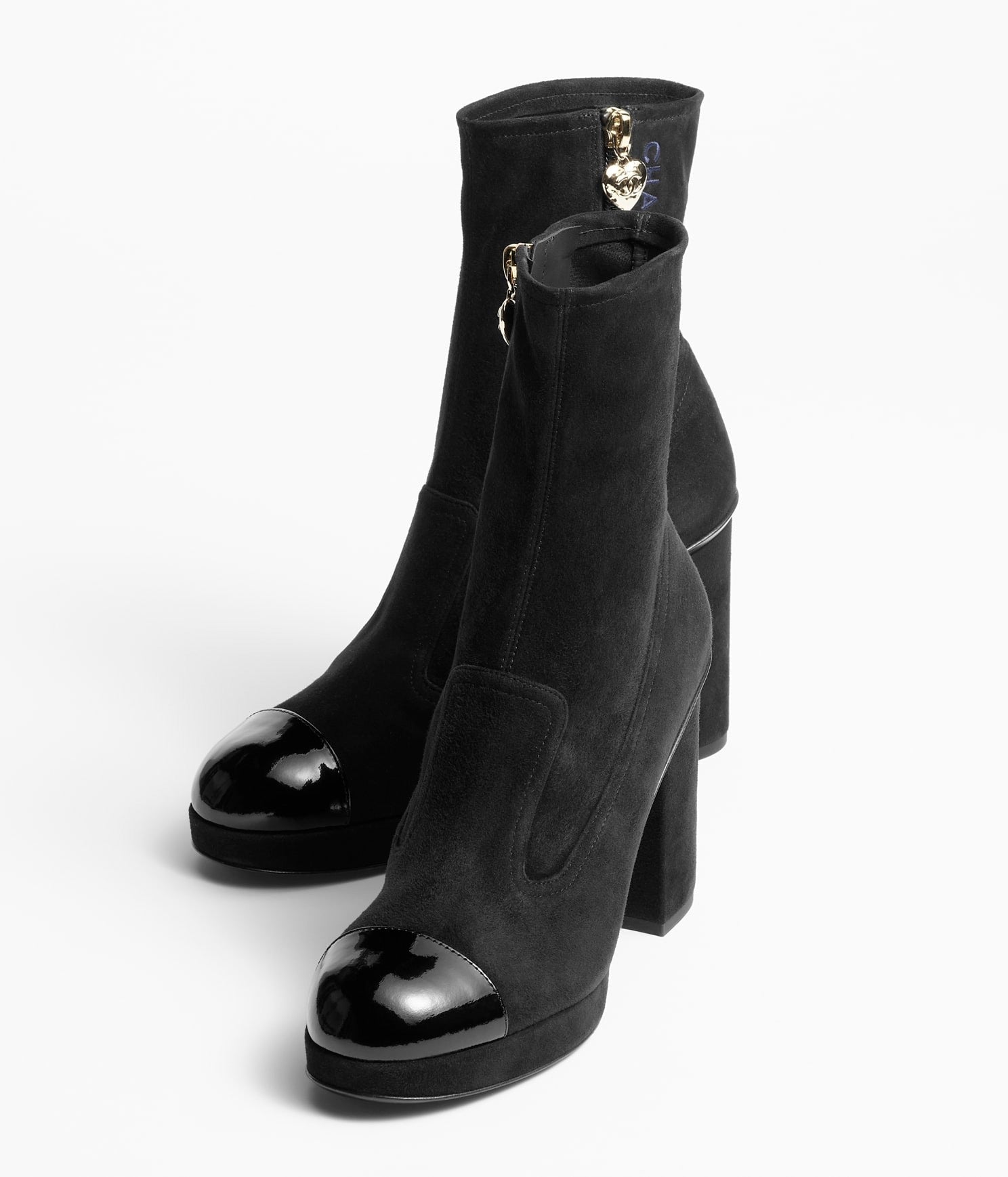 SHORT BOOTS BLACK SUEDE KIDSKIN
