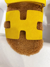 Chypre Sandal Gold shearling insole Yellow Velvet leather lining