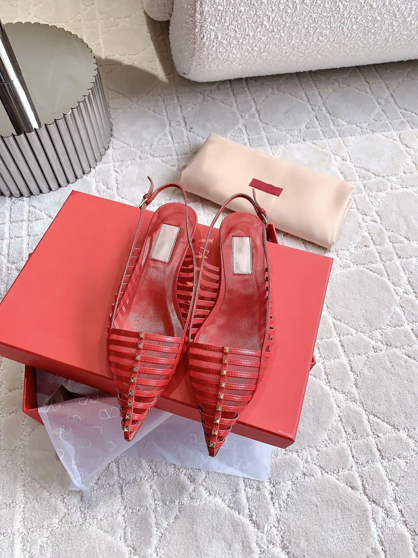 Mesh Slingback Ballerina Red
