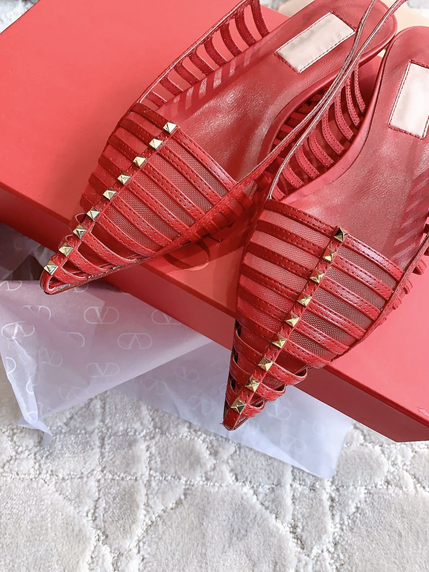 Mesh Slingback Ballerina Red