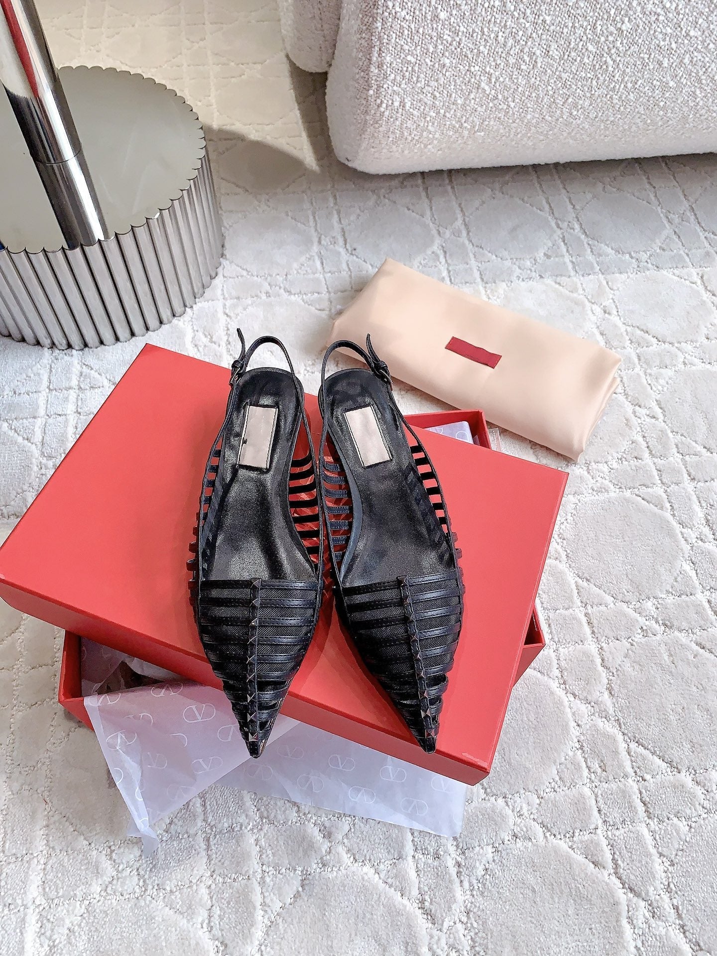 Mesh Slingback Ballerina Black