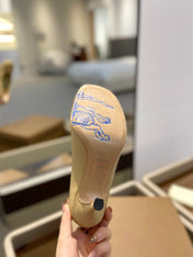 BURBERRY 26S HIGH HEELS 85 MM IN LIGHT YELLOW CALFSKIN